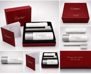 Cartier Watch Cleaning Kit Spray Metal Bracelet Care Set w/ Box Cloth Brush